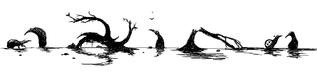 Even though I've been drawing for many years, my favorite drawing will always remain this one, made in Paint with a mouse in 2015, out of boredom at work, titled "In the Swamp"