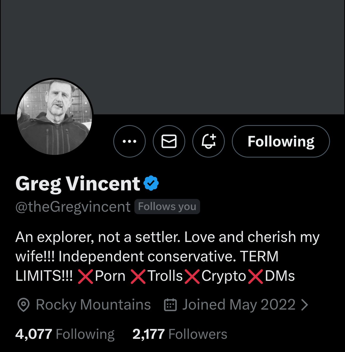 Another recommendation if you're a Patriot, check out    <a href="/theGregvincent/">Greg Vincent</a> he shares great content and aligns with our values.