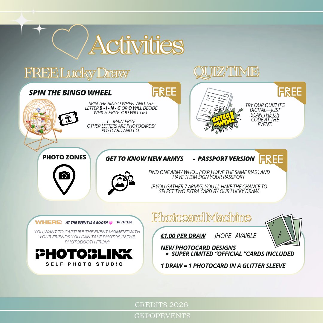 ☕ J-HOPE BIRTHDAY CAFE EVENT ☀️💜
ARMY, let’s celebrate our sunshine Hobi in Berlin!

📍 TUDO Tea – Alexanderplatz
🗓 21 &amp; 22 Feb
🎁 Book your free slot to get freebies
☕ 1 drink + 1 slot required
⚠️ Limited capacity – reserve early!
🏃‍♀️walk in - open as well = limited

📸💜🥤🎶