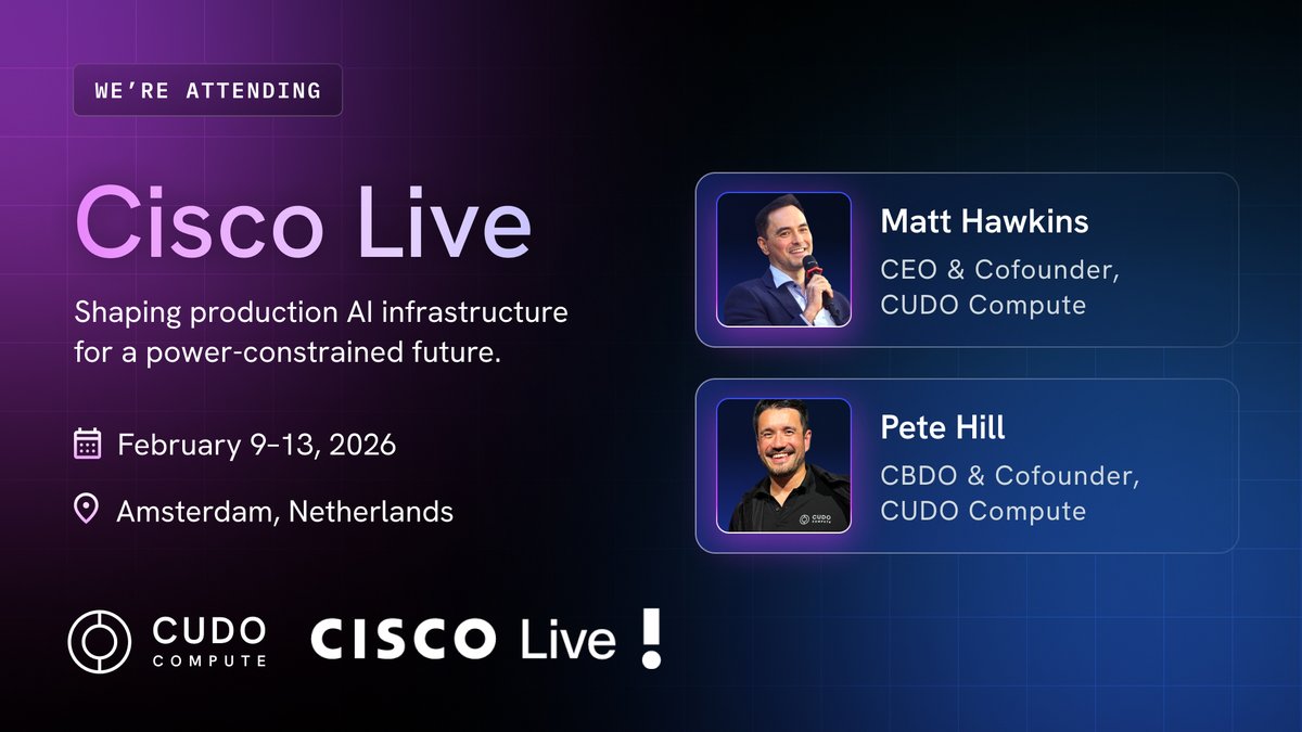 We are here at <a href="/CiscoLive/">CiscoLive</a> in Amsterdam.

The focus today is performance consistency at scale: keeping throughput predictable once workloads hit production.

<a href="/CudoPete/">Pete Hill</a> &amp; <a href="/HawkinsTech/">Matt Hawkins</a> are on site at #CiscoLive throughout the entire week.