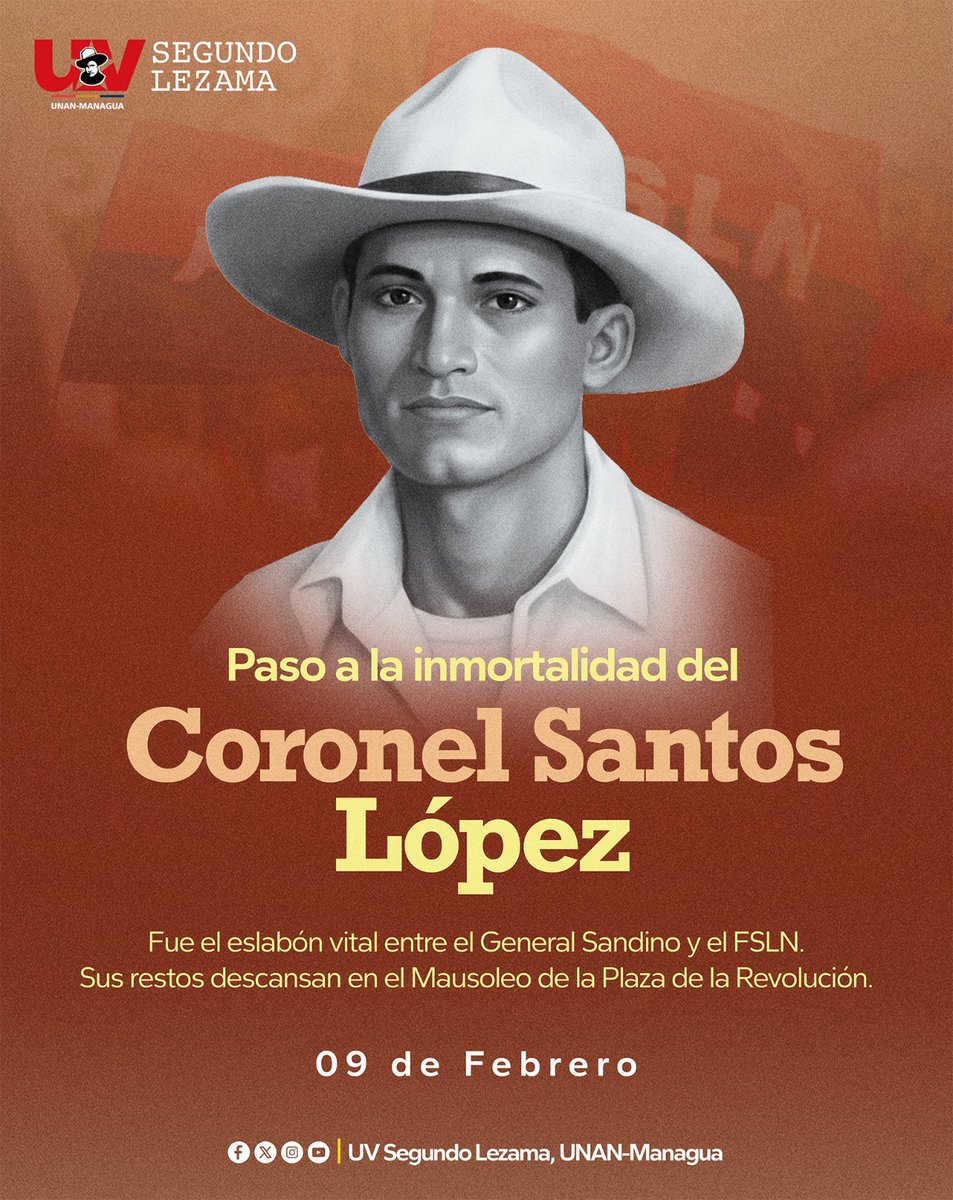 Honor al destacado combatiente del Ejercito Defensor de la Soberanía Nacional. Al miembro del Coro de Ángeles de Sandino, al Coronel Santos López.

¡Honor y gloria! 
#SomosUNAN
#ManaguaSandinista