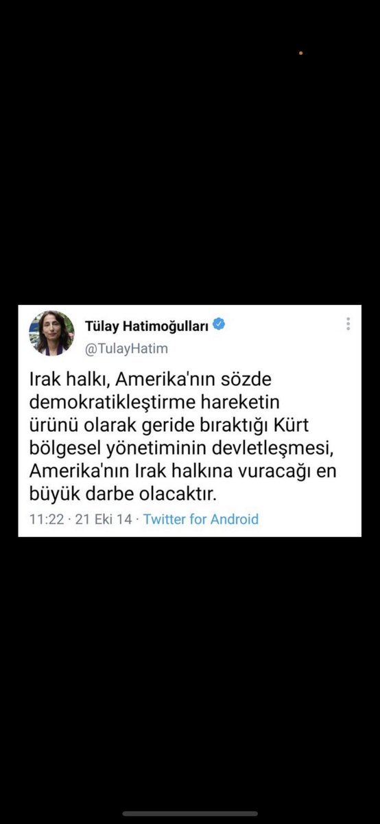 Zafer partisi Milletvekili Tülay Hatimoğlunun Kürd düşmanlığını kınıyorum.