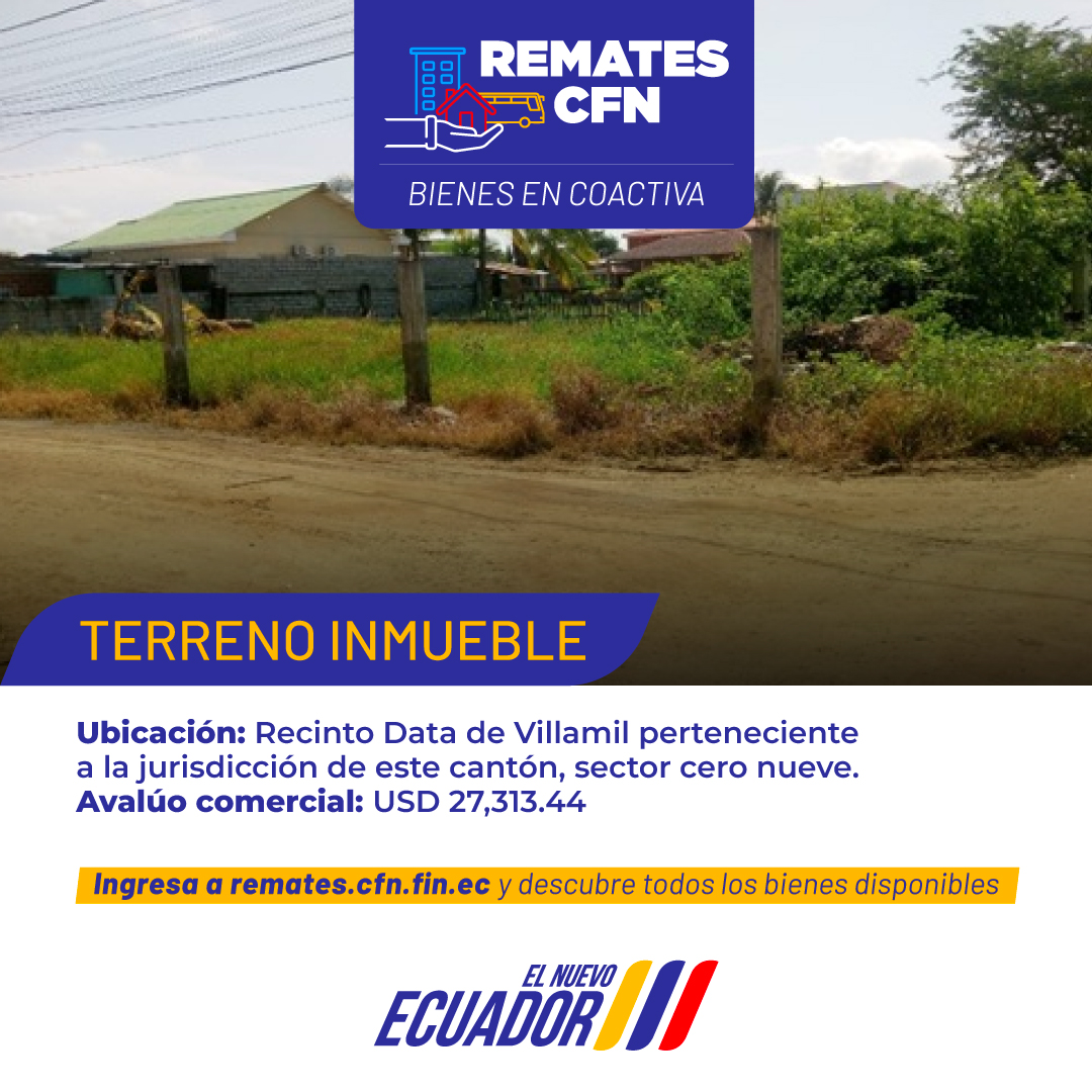 ✨ Remates de Bienes Coactivados CFN ✨ 

🏢Dos oportunidades únicas de inversión que pueden convertirse en el inicio de tu próximo gran proyecto. 🚀
👉 No dejes pasar la ocasión de transformar una oportunidad en éxito. 

💡 El momento de invertir es ahora. 
Más detalles en: