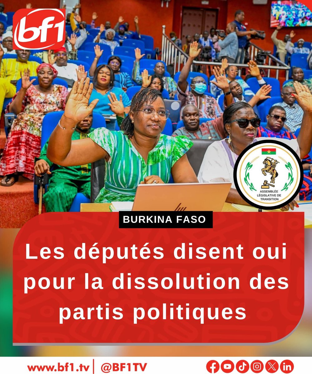 L_Activiste226's tweet image. #New226| #Burkinafaso🇧🇫⛔️‼️: 

Dissolution des partis politiques au #BurkinaFaso🇧🇫 : l’ALT accorde son quitus .

Lorsque l’initiative émane des représentants du peuple, qui pourrait s’y opposer ?
Bravo au Burkina Faso🇧🇫.

Les députés de l’Assemblée législative de Transition (ALT)