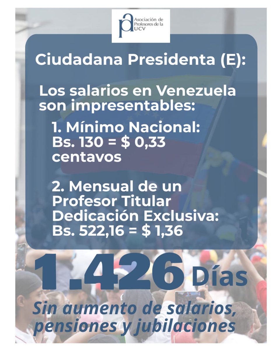 APUCV's tweet photo. #UCV #Profesores #Venezuela #SalarioDignoYa #BonoNoEsSalario https://t.co/lL6UzrAAT6