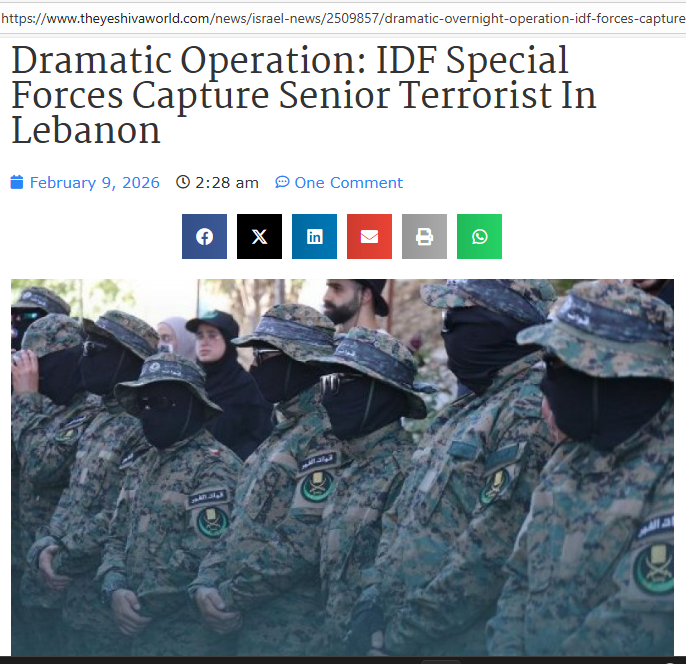 🚨 BREAKING: IDF STORMS LEBANON. SNATCHES TERROR COMMANDER ALIVE. WALKS OUT CLEAN. 🚨

Israel could have dropped a bomb.
Could have leveled the building.
But they didn’t.

They didn’t want him dead.
They wanted what’s in his head.

So the IDF went in on foot.
Crossed into