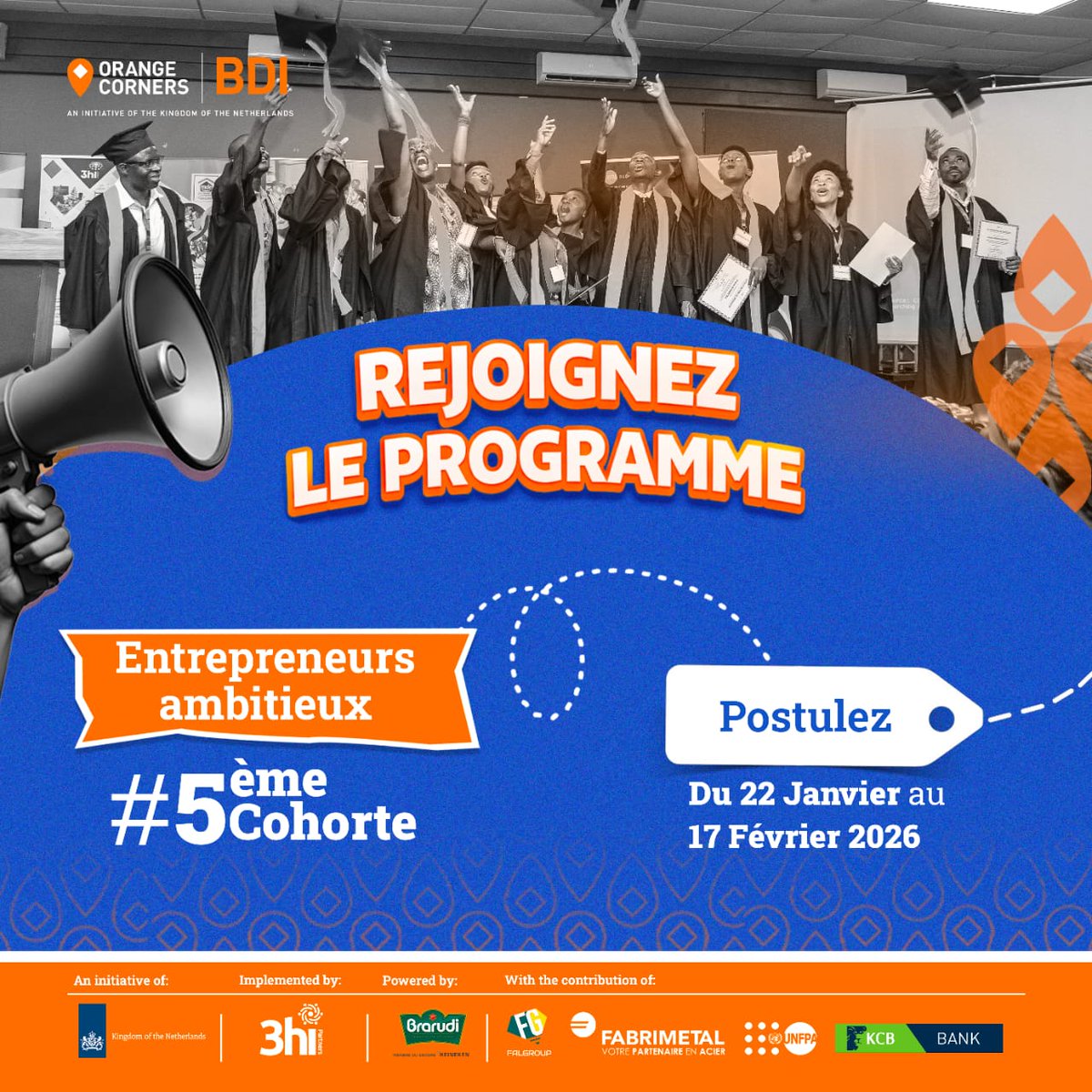 📢 Chers jeunes souhaitant bénéficier d'un accompagnement pour développer des entreprises à fort impact, Orange Corners Burundi vous offre une opportunité.