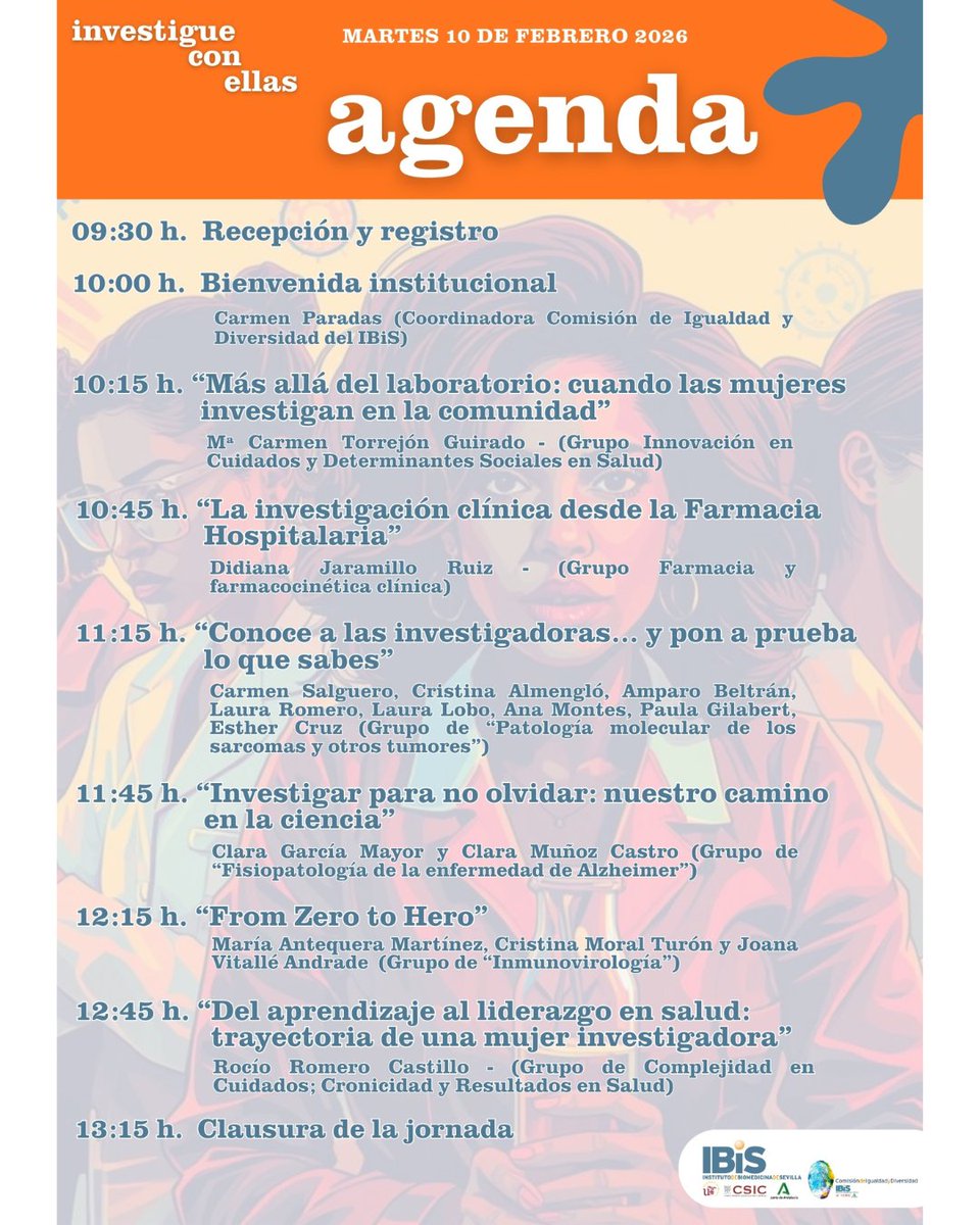 🟠SCIENCE |

👩‍🔬🔬Como previo al #11F, mañana, martes 10 de febrero, acogemos la jornada INVESTIGUE CON ELLAS donde público de varios centros educativos de la provincia de Sevilla conocerá a algunas de las investigadoras de los grupos #IBiS.

⬇️⬇️