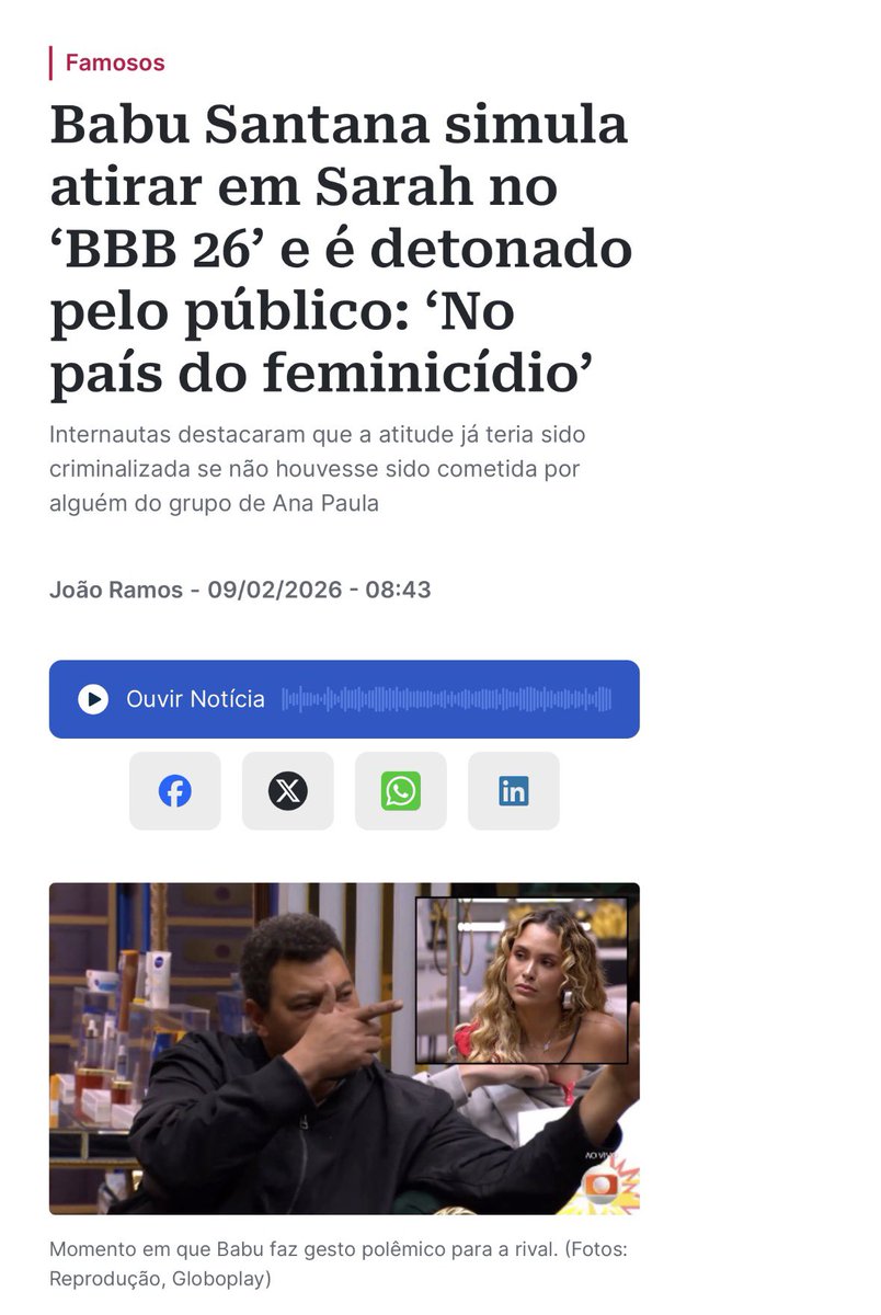 suelenmonteiro_'s tweet photo. Todo mundo me falando no Instagram onde tenho 11 mil seguidores que se a @ssarahandrade sair vão todos cancelar o Globoplay como resposta a @globo por favorecer o Babu e não mostrar as falas problemáticas que ele teve contra as mulheres da Casa e contra o Jonas. #BBB26 https://t.co/tbHanGXyWG
