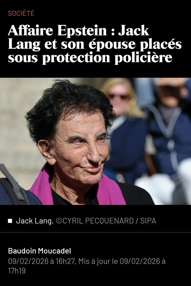Ils vont nous pomper la moelle jusqu'au bout ! 🙄🤢

👉🇨🇵Affaire Epstein : « Jack Lang et son épouse placés sous protection policière.» 🤔🙄🤢