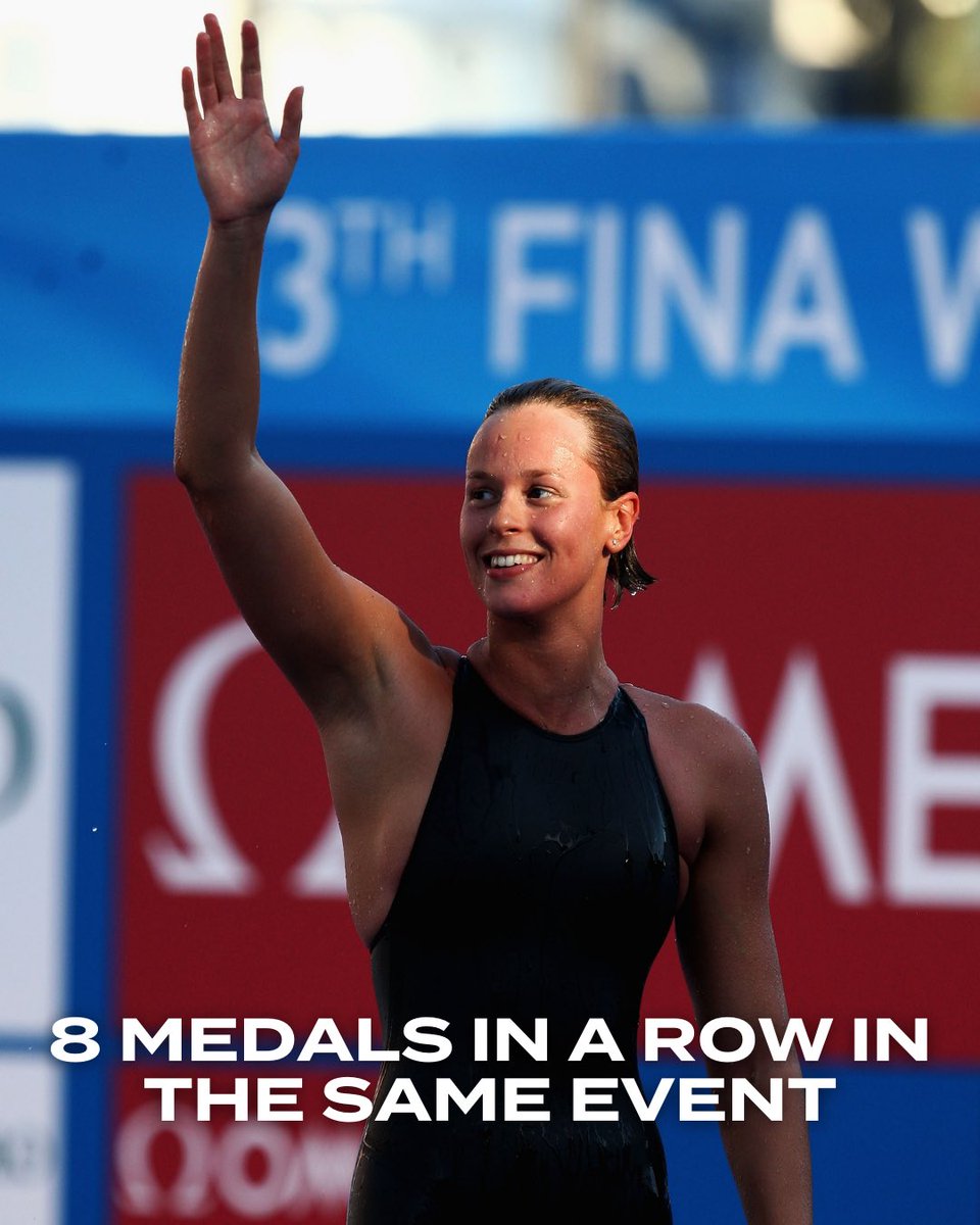 Did you know? 👀

Federica Pellegrini is the only swimmer to win eight medals in a row in the same event (200m Freestyle) at the World Championships! 🔥🇮🇹

🥈 2005 Montreal
🥉 2007 Melbourne
🥇 2009 Rome
🥇 2011 Shanghai
🥈 2013 Barcelona
🥈 2015 Kazan
🥇 2017 Budapest
🥇 2019