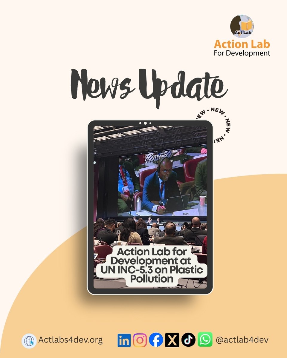 From local action to global impact 📷Action Lab for Development took part in UN INC-5.3 on plastic pollution in Geneva, ensuring development and civil society perspectives were represented in this critical global process. 📷Read more on our website: actlabs4dev.org/action-lab-for…