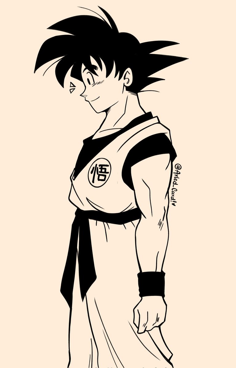 I Try drawing it in my style! Although I've been a Dragon Ball fan for years, this is the first time I've drawn Goku-  
#DragonBall
