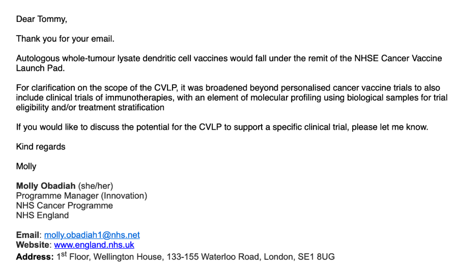 #dcvax $nwbo #gbm 

Excellent post by <a href="/TommyBaxendale/">Tommy Bax 🇬🇧 🇹🇼 🇪🇺</a>  :

I come bearing good news. So after the publishing of the National Cancer Plan it was clear to me that almost the entire plan's applicability to NWBO and DCVax rested on whether or not DCVax would be eligible to join the