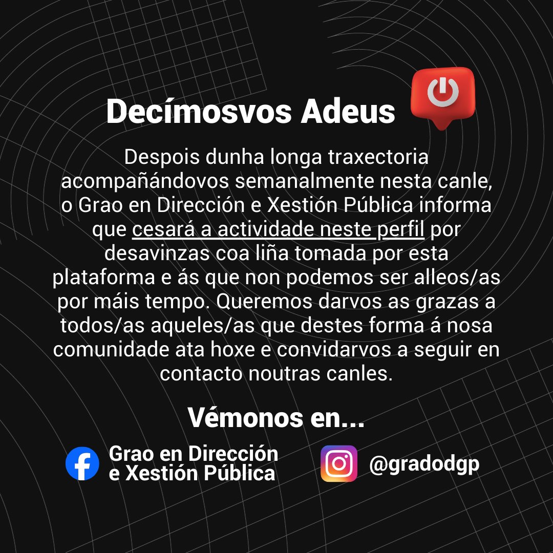 Como institución pública cremos na responsabilidade social e defensa dos dereitos dos cidadáns. Por iso ante os últimos acontecementos damos un paso á fronte secundando unha medida que viñamos considerando e hoxe é xa ineludible por coherencia cos nosos valores.
