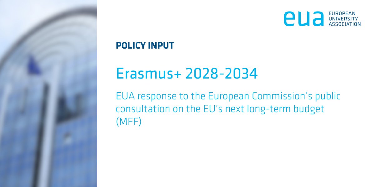 euatweets's tweet image. Erasmus+ budget needs to be multiplied. Increasing investment in Erasmus+ is about enabling the programme to further boost Europe’s competitiveness, prosperity and resilience. EUA’s response to the European Commission’s public consultation on the next MFF bit.ly/3MkwaXI