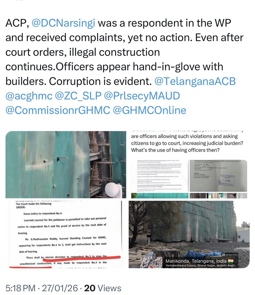 k_sits's tweet photo. @NewsMeter_In @Comm_HYDRAA @GHMCOnline @CommissionrGHMC @TelanganaACB @DCManikondaGHMC https://t.co/z8O7tCGMgO