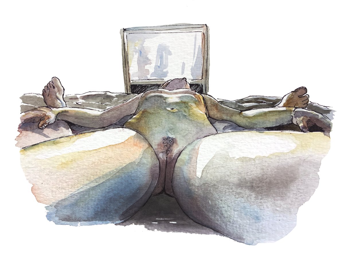 boxyban's tweet photo. Part 2 of commissioned series. 

#watercolour #watercolorpainting #traditionalart #eroticart #commission #nsfwart https://t.co/HJniAOeVP8
