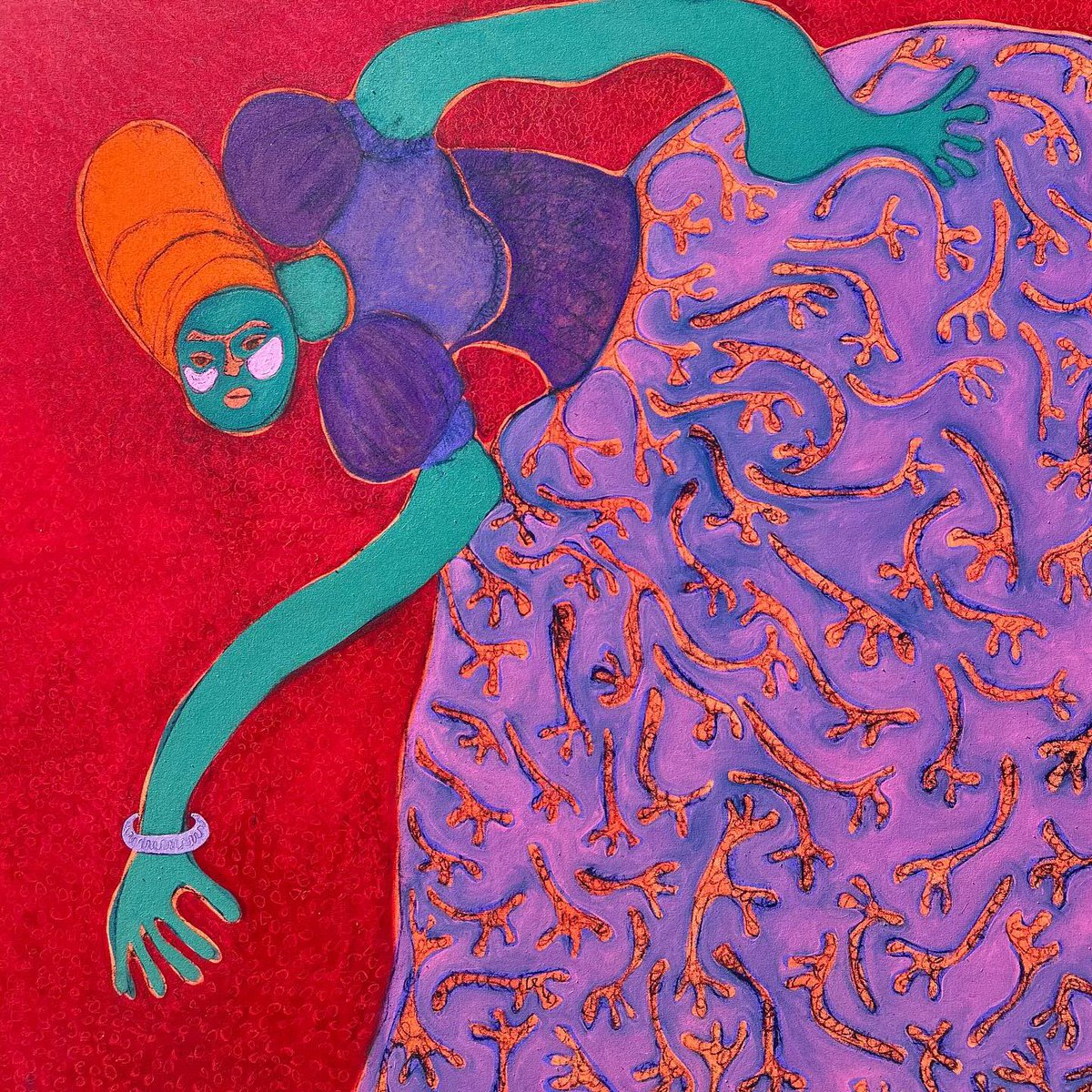 #ArtistSpot—  Grace Nyahangare (Zimbabwean) 

Her work is instantly recognisable for its layered, almost ghost-like figures rendered through a monotype-inspired process that leaves traces, smudges, and repetitions, suggesting remembrance rather than fixed narratives.