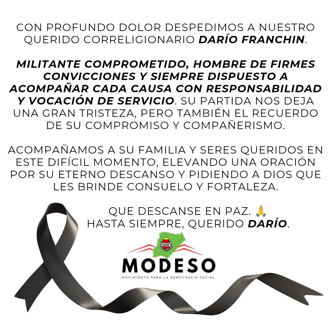 MODESOCtes's tweet photo. Que descanse en paz. 🙏
Hasta siempre, querido Darío. https://t.co/cvQlmD0xUV