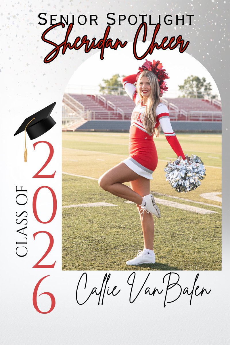It’s Senior Night week, so we will be honoring our senior cheerleaders. We are shining the Senior spotlight on Callie. ❤️🤩🩶📣

We are thankful for the time Callie has spent on our team and the leadership she has provided. Wishing her the best of luck in the future.❤️🍀🩶🫶