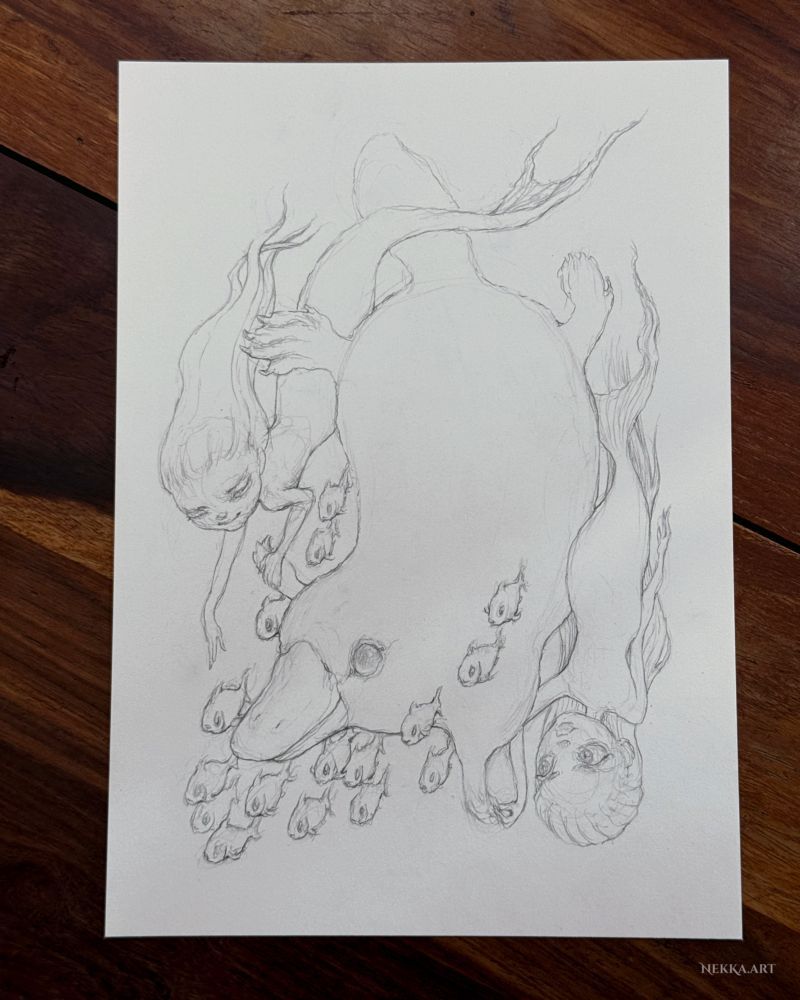 I spent last night thinking of some ideas on how to draw this little platypus and I managed to pull it off. I'm halfway there and excited to continue working on him tomorrow! 🌿🫧