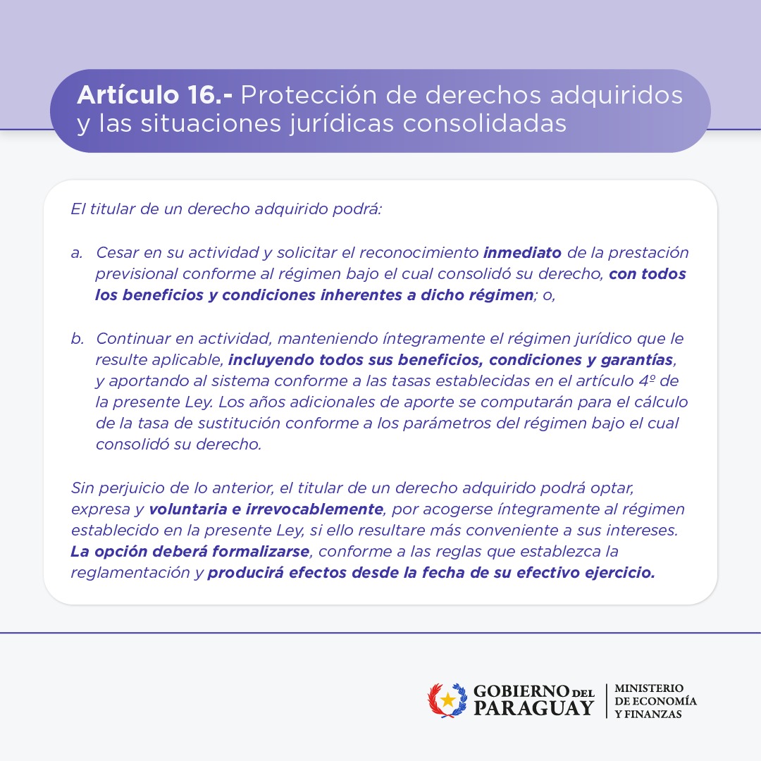 🔄 Actualización | Derechos adquiridos

El Proyecto de Ley de reforma de la #CajaFiscal refuerza expresamente la protección de los derechos adquiridos en su versión con media sanción.