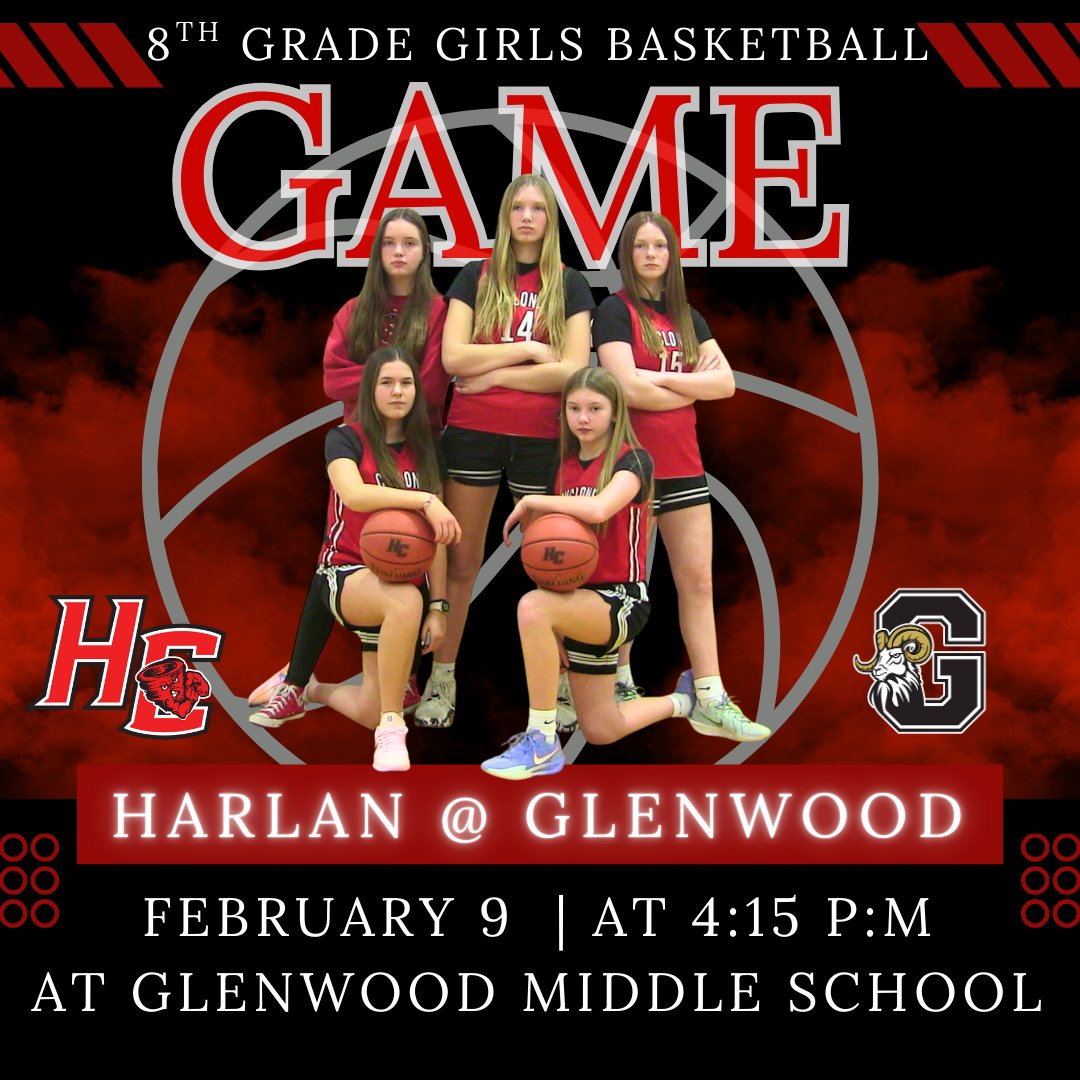 Today the MS Girls Basketball teams travel to Glenwood to take on the Rams!
Start time is 4:15, wishing the girls good luck! Go Cyclones!