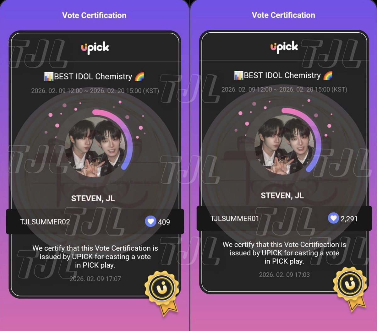 🔹UPICK #GIVEAWAY🔹  

Your proofs are already halfway there, so our team humbly decided to give 2,700 blue jams for AHOF's Steven-JL (#폭스타) in BEST IDOL CHEMISTRY as our small thank-you gift for your kind participation 💙 ʚïɞ.

#TJLvotes