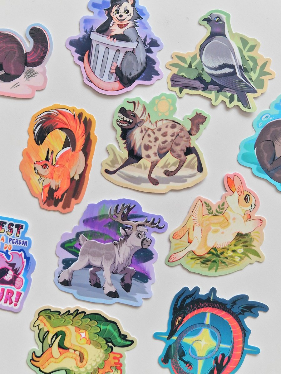 whizmi's tweet image. Some stickers for dealers den at nordic fuzz con 2026!! :)