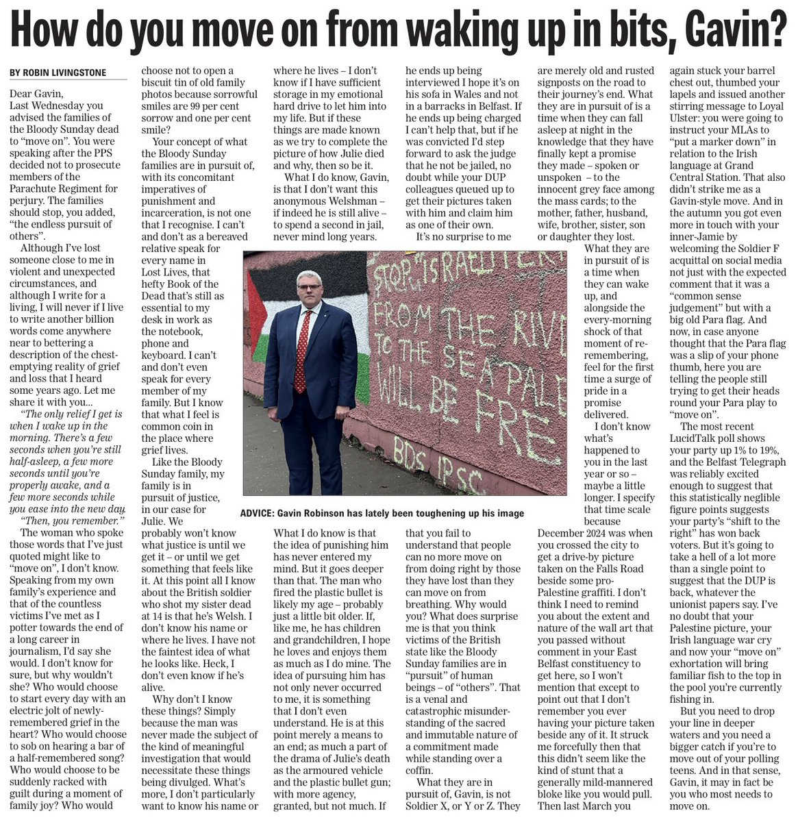 Some thoughts I had on Gavin Robinson telling grieving people to "move on".
The truth is, Gavin, you may as well tell them to stop breathing...