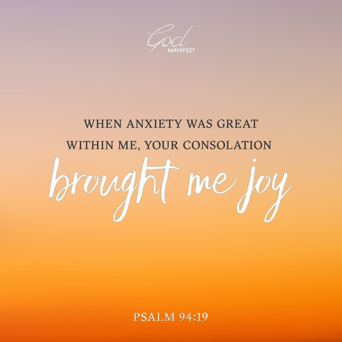 Psalms 94:19 NASB
When my anxious thoughts multiply within me, Your consolations delight my soul.

#jesus #jesuschrist #JesusIsLord #ChristisKing #JesusSaves