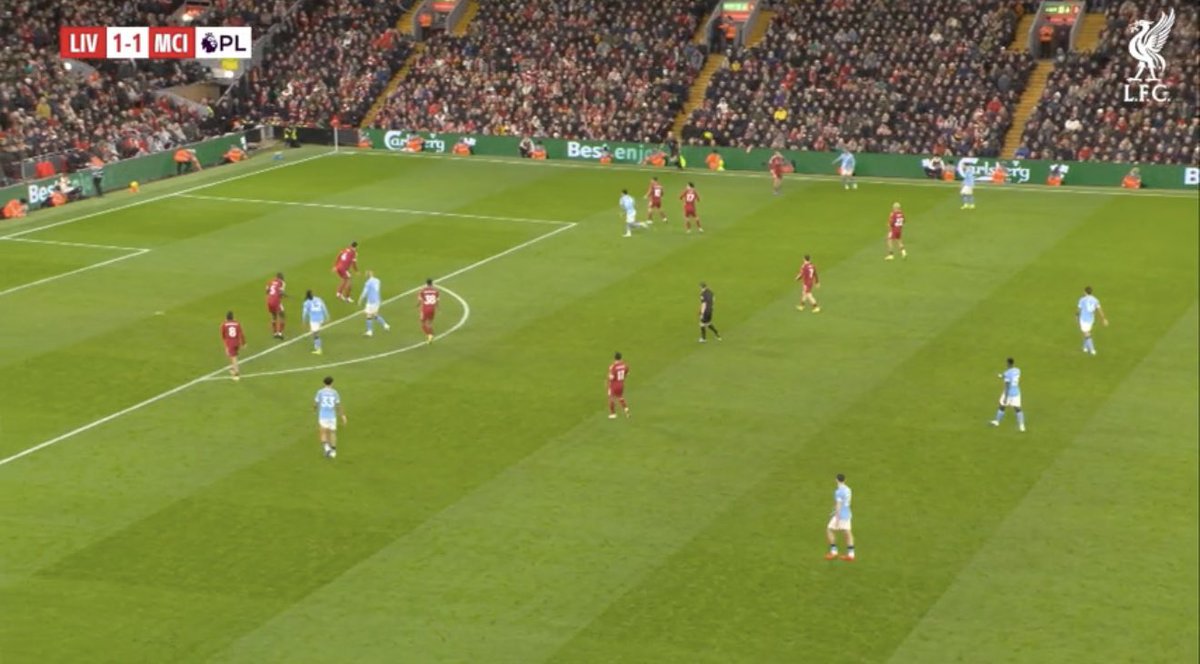 1. Should Van Dijk be further across to mop up? — Yes 
2. Should Curtis/Mac Allister track the run? — Yes 
3. Is all the above an excuse for a brainless moment from Alisson? — No. 

It’s simply typifies Liverpool off the ball this season. Far too passive, players switching off,