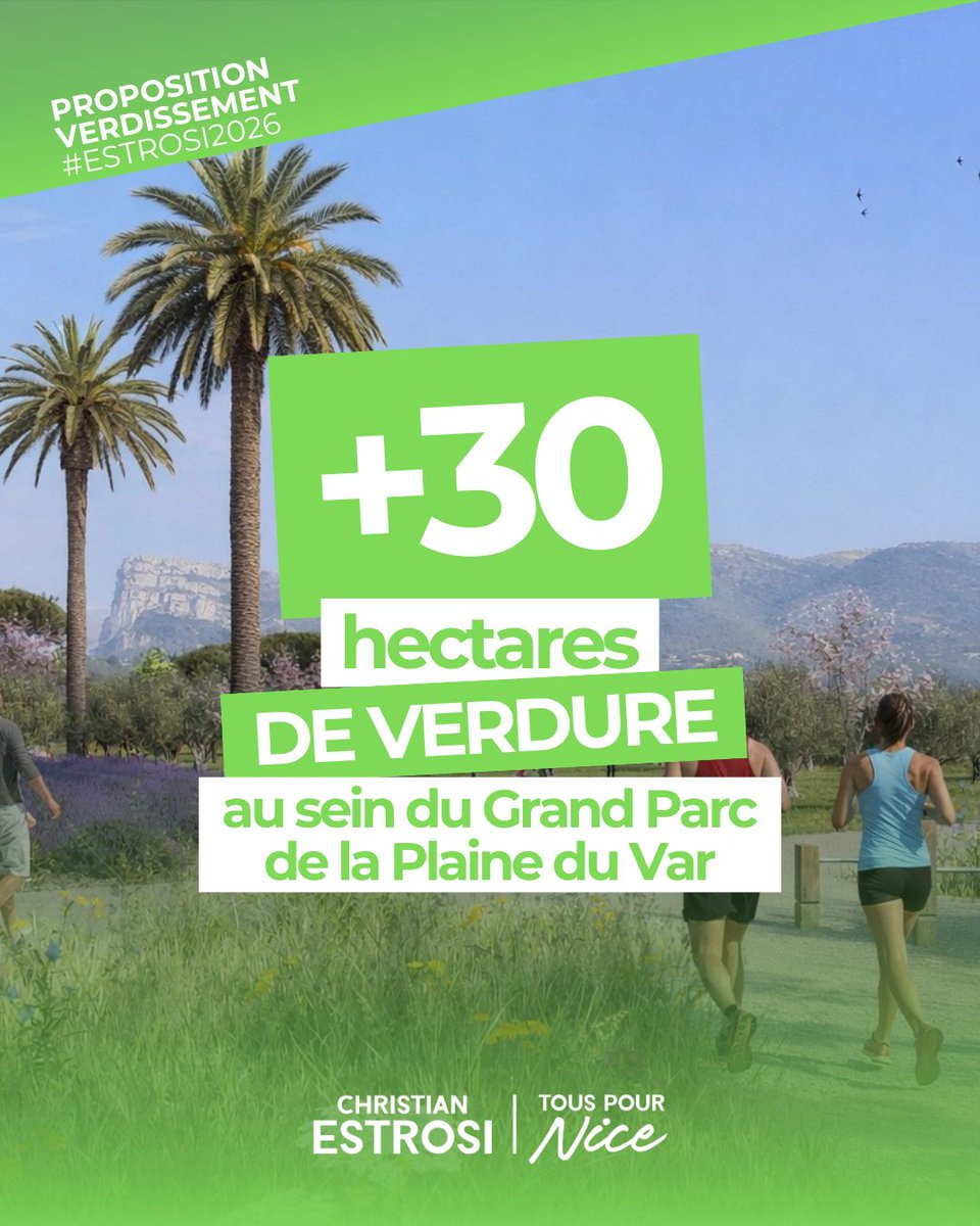 À l’Ouest, le cœur battant des nouveaux quartiers de Nice sera le Grand Parc de la Plaine du Var :
➡️ 30 hectares de parc, dont 20 ha accessibles au public
➡️ 140 000 arbres
Les 3 premiers hectares sont déjà ouverts ! Et bientôt cette colonne vertébrale verte doublera l'autre