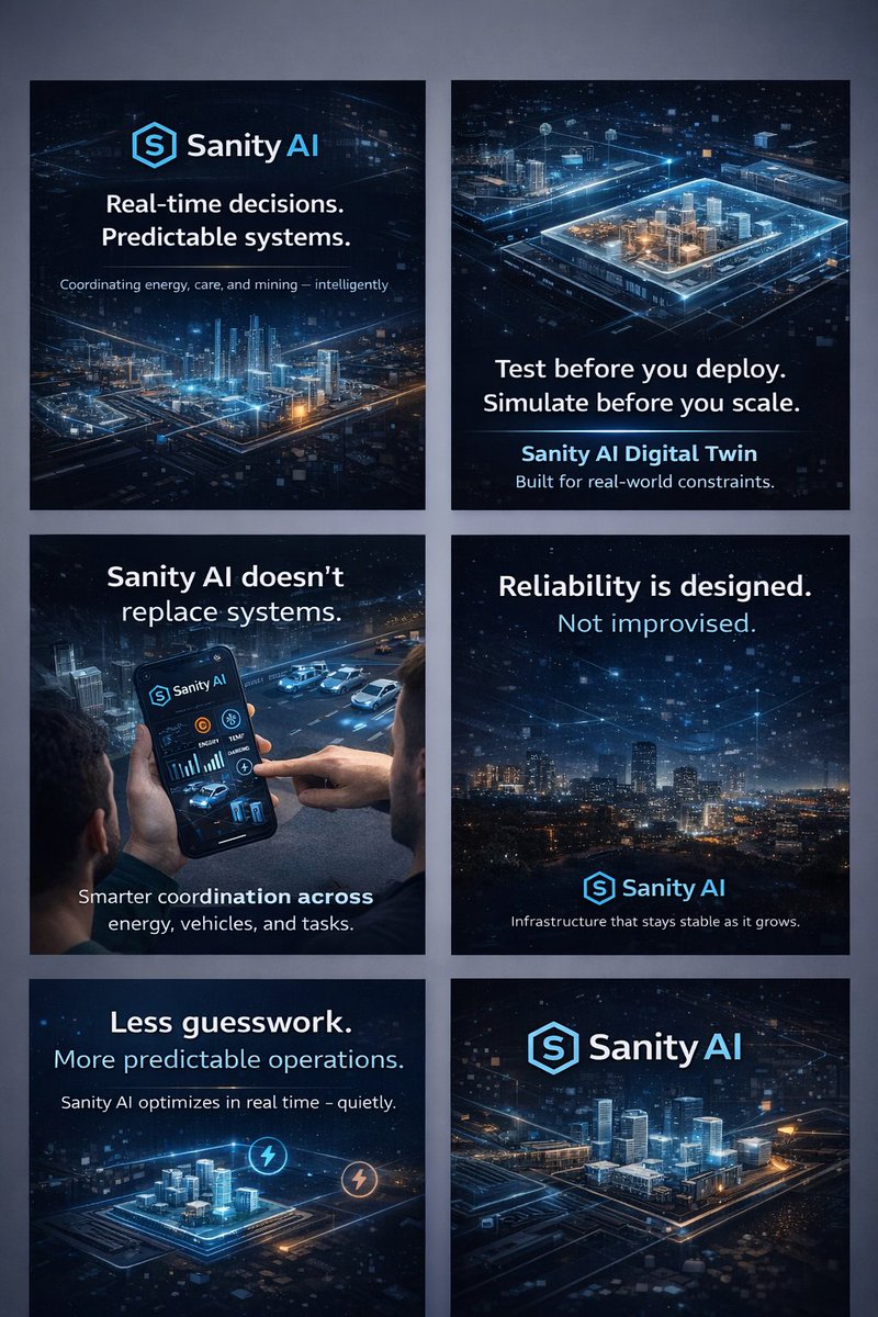 Sanity AI doesn’t replace systems — it coordinates them.

From digital twins to real-time optimization, reliability is engineered, not assumed.

Infrastructure that stays stable as it grows.

#SanityUnited #AI #DigitalTwin #Infrastructure