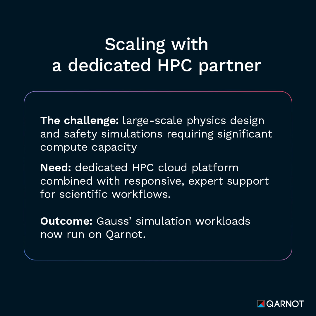 Qarnot's tweet photo. [1/2] [USE CASE] Gauss Fusion: Accelerating European fusion development with Qarnot’s HPC Cloud 
 
Gauss Fusion operates in a demanding simulation context, with heavy workloads, long runtimes, large models and a growing number of engineers running studies in parallel. The team transitioned all simulation workloads to Qarnot, a dedicated HPC partner providing stable and predictable performance with responsive support for critical workloads.

Gauss Fusion is developing a commercial fusion power plant in Europe based on stellarator technology. This project involves multi-objective physics optimization, engineering analysis, validation, and safety studies, all relying on large physics codes designed for multi-node supercomputing architectures.
Key highlights of the collaboration

 🔹Responsive support for critical workloads
A dedicated HPC cloud partner that responds quickly and understands Gauss Fusion’s needs, enabling better use of engineering time.

🔹Operational reliability and performance
 Stable, predictable performance with shorter turnaround times, higher throughput and more parallel runs.

🔹European sovereignty and sustainability
This collaboration reflects a shared European vision: enabling strategic energy innovation while relying on a sovereign HPC platform. 

Discover the full case study here: https://t.co/fG5hhCpjME