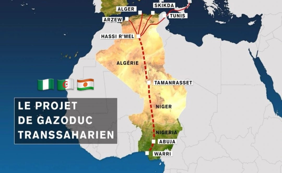 📰 GASODUCTO TRANSAHARIANO

🇩🇿🇳🇬🇳🇪 Argelia, Nigeria y Níger anuncian oficialmente el lanzamiento inminente de las obras restantes.

💥 El proyecto es un gasoducto de 4.200 kilómetros que una Nigeria con el Mediterráneo.

🇪🇺 Argel, Abuja y Niamey han renovado su compromiso