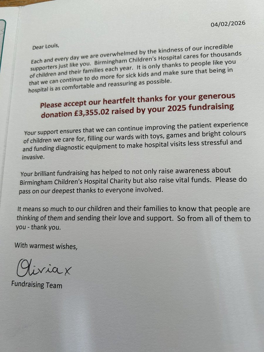 louisconnor9's tweet image. Absolutely amazing amount considering I had time out for recovery and training. Thank you to those that supported me and @Bham_Childrens #Fundraising #helpingsickchildren #makingadifference #charity #raisingawareness