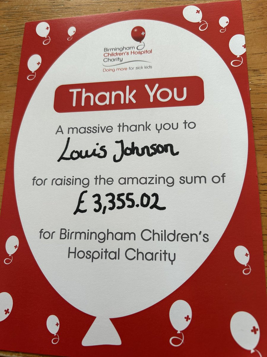 louisconnor9's tweet image. Absolutely amazing amount considering I had time out for recovery and training. Thank you to those that supported me and @Bham_Childrens #Fundraising #helpingsickchildren #makingadifference #charity #raisingawareness