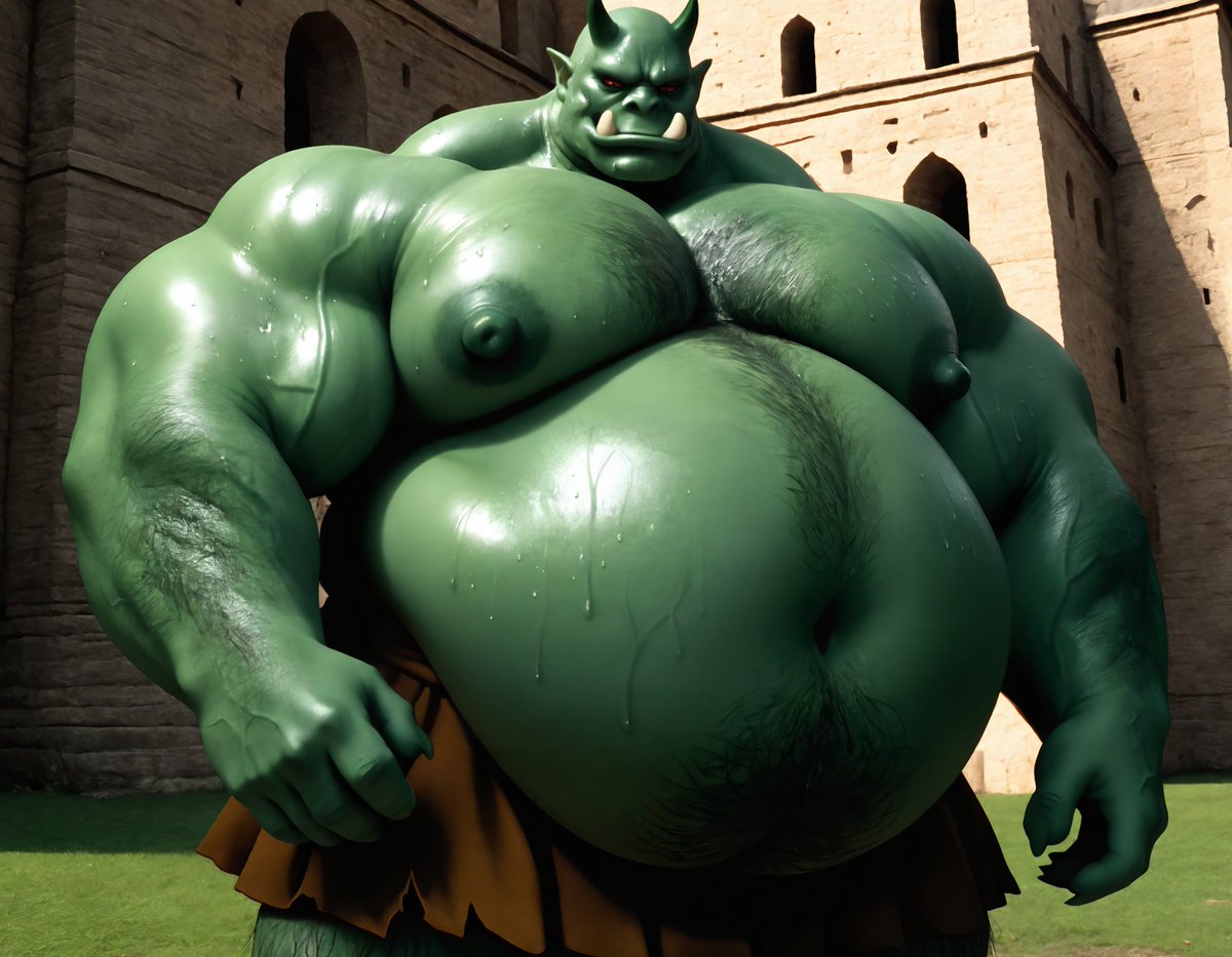 真夏に城の警備をするオーガ兵

Ogre soldier guarding the castle in the height of summer.