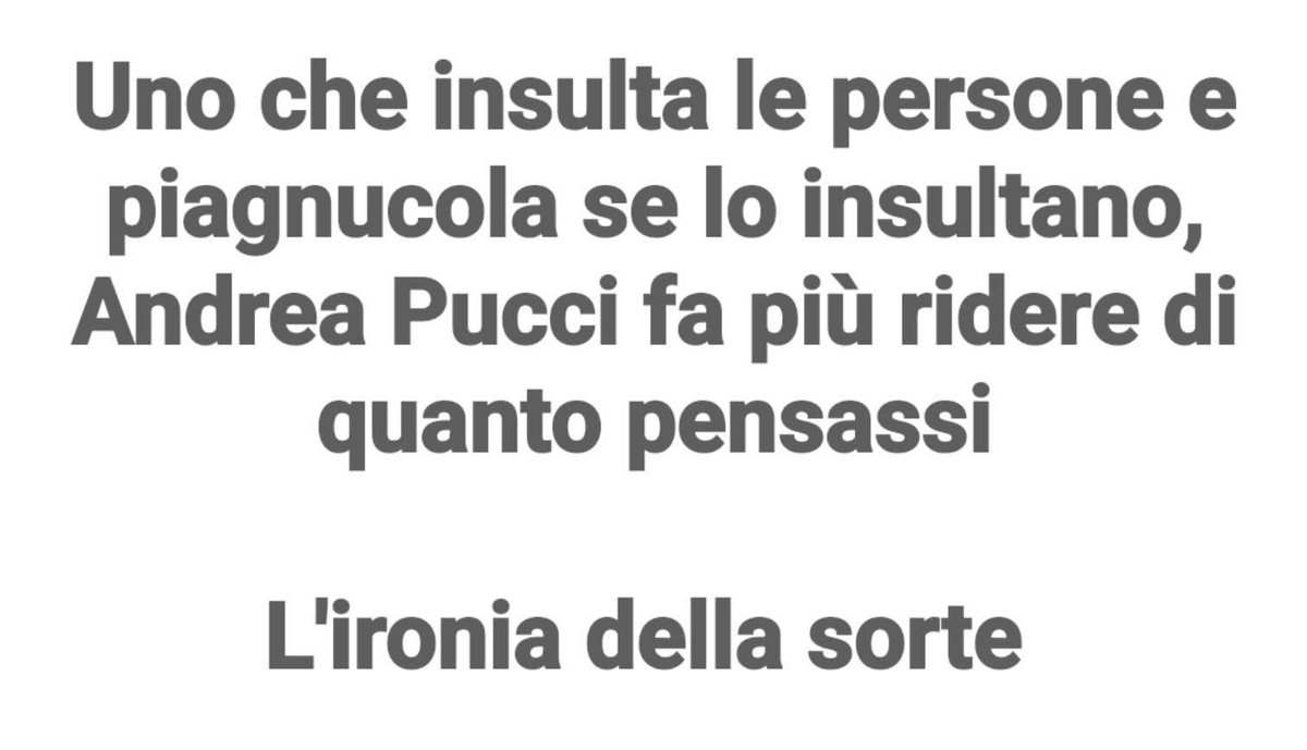 Uno che insulta le persone e piagnucola se lo insultano, fa più ridere di quanto pensassi - L'ironia della sorte 

#sanremo #pucci #AndreaPucci #Sanremo2026 #sanremo26