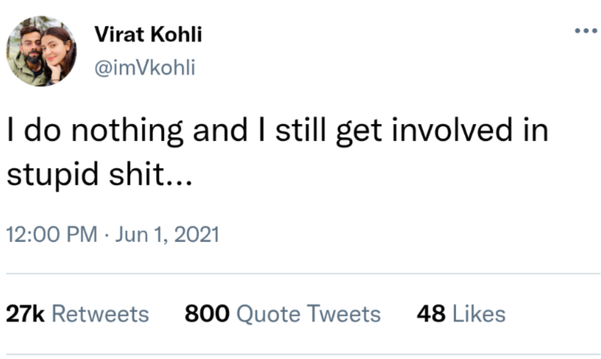 kohlispleader's tweet photo. this random hit hate tweets lol #freehim 😭 https://t.co/zrmaB8O33Y