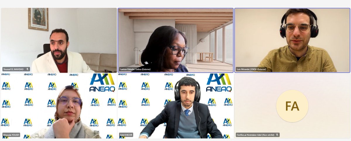 ANEAQ2's tweet photo. Le 05 février 2026
L'ANEAQ a tenu ce jour une séance de travail avec des représentants de l'Association Européenne pour l'Assurance Qualité dans l'Enseignement Supérieur (ENQA) et de l'Association des Universités Africaines (AUA). https://t.co/fKfpmNRhCH