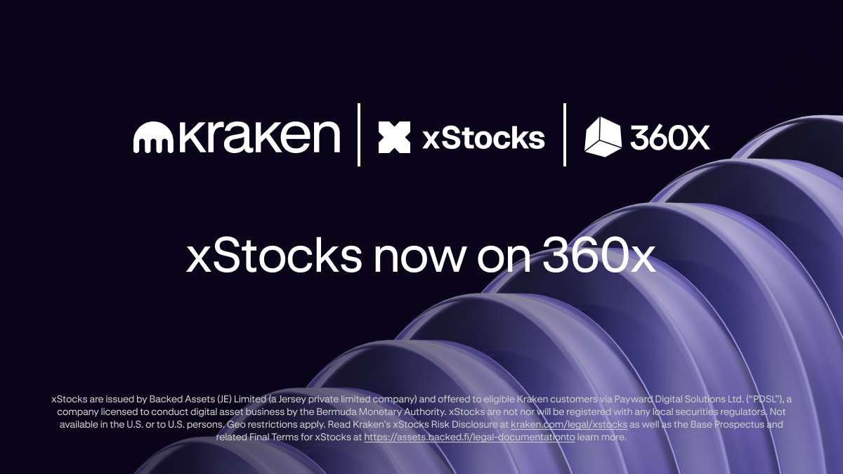 The internet collapsed time for communication.

Tokenization collapses time for value transfer.

<a href="/xStocksFi/">xStocks</a> are now live on 360x, a regulated secondary trading venue backed by Deutsche Börse.

1:1 backed. Bankruptcy remote. 24/7 access. Instant settlement.