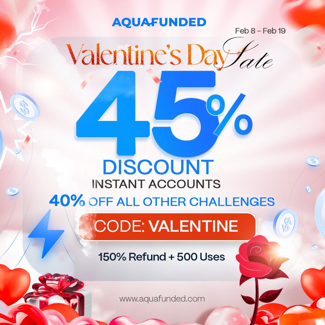 45% OFF + 150% Refund for a limited time only!

💙 45% OFF instant funded + 40% OFF others
💙 100% Profit Split and On-demand payouts available
💙 150% Refund

Get funded now at 👉 aquafunded.com

Hi love birds