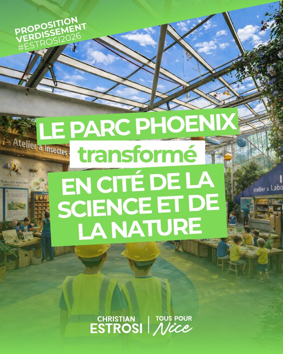 Le Parc Phoenix que l'on doit à Jacques Médecin est un haut lieu niçois. Il sera rénové, et deviendra une Cité des Sciences et de la Nature :
➡️ serre tropicale rénovée
➡️ parcours immersifs et pédagogiques
➡️ ateliers scientifiques pour les familles
➡️ parc extérieur toujours
