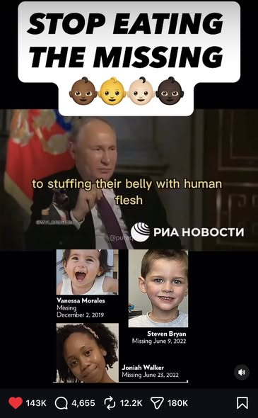 sacred22763's tweet image. Stop eating the missing children. Putin said it first.
Foodshelterwater on YouTube
#truthseeker #sammythekid #nomadsoldierarmy
#mcdonalds #human #fastfood #putin #soylentgreen