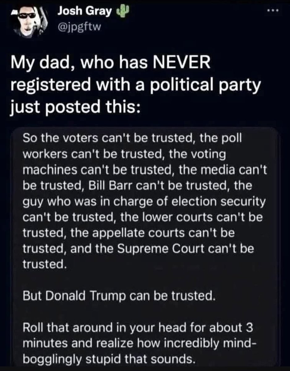 Spot on! 🎯 Unfortunately, the MAGA have zero common sense or critical thinking skills!