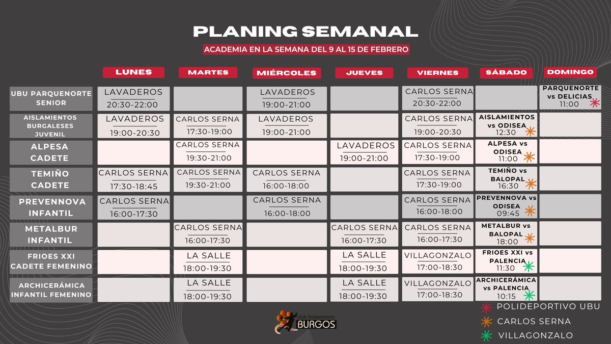 📅 ¡Ya está aquí el calendario semanal de la Academia! 

📷 Entrenamos, competimos y seguimos creciendo juntos.