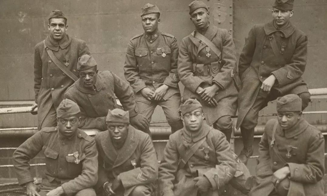 More than a century after their sacrifices in World War I, members of the highly decorated 369th Infantry Regiment, better known as the “Harlem Hellfighters,” posthumously received the Congressional Gold Medal last year. vfw.org/media-and-even… #VFWSalute #WWI #HarlemHellfighters